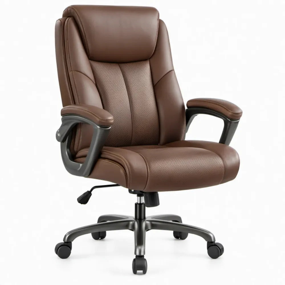 Ergonomische directiestoel met hoge rugleuning, bruin/zwart, 66 x 70 x 112-122 cm