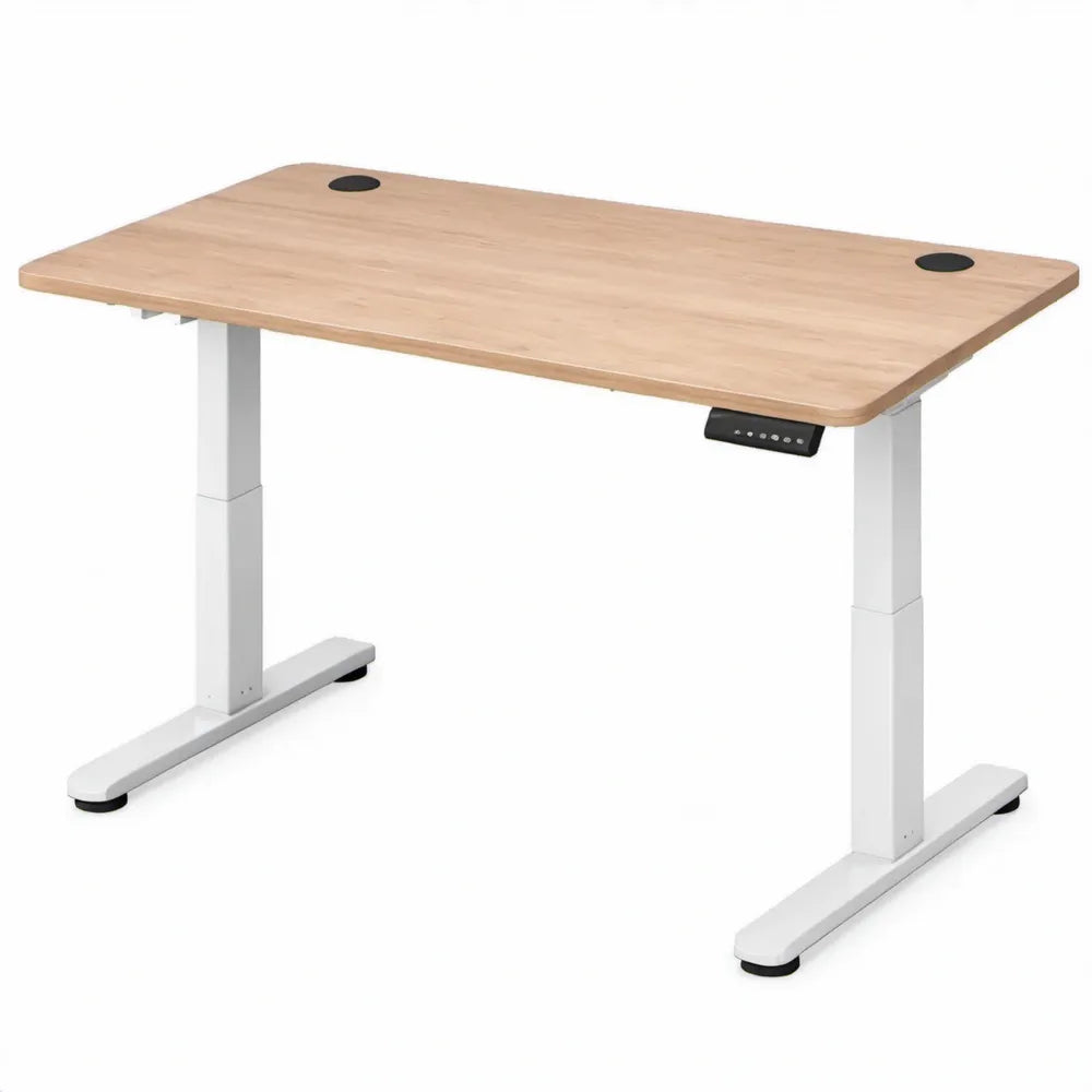 Elektrisch verstelbaar zit-sta bureau 120 x 60 cm, licht eiken/wit/zwart