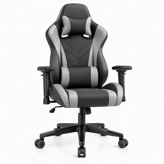 Gamingstoel met verstelbare armleuningen, zwart/grijs, 65 x 65 x 123-133 cm