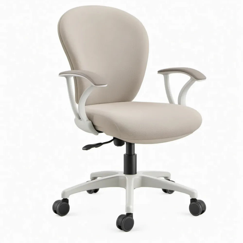 Beige bureaustoel met armleuningen en wielen, verstelbare zithoogte, 64 x 64 x 95-105 cm