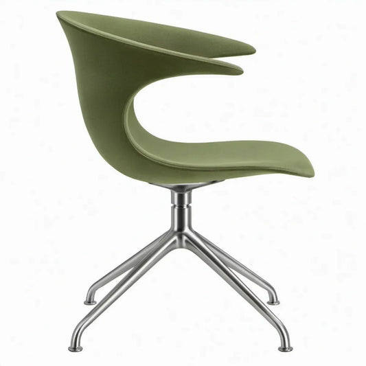 Draaibare loungestoel 68 x 72 x 85 cm olijfgroen met zilverkleurig aluminium onderstel