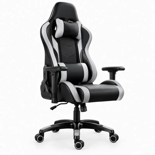 Ergonomische gamingstoel met voetensteun, zwart/grijs, 66 x 70 x 120-130 cm