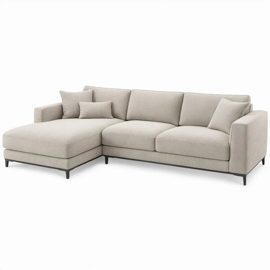 Beige hoekbank met chaise longue links 280 x 160 x 85 cm van polyester